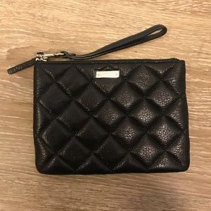 NWOT black quilted leather Kate Spade clutch
